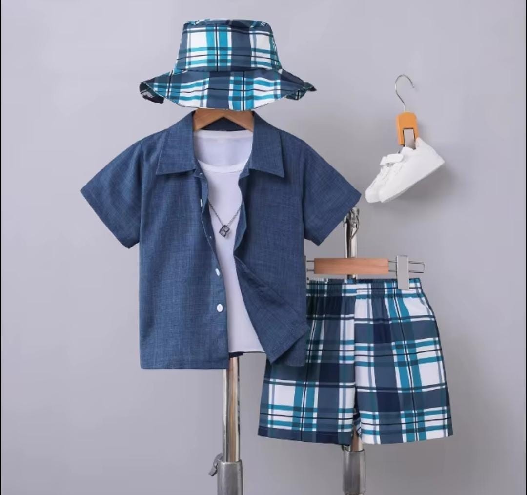 Brand New Torbayclothingco Boys 2 Years 90cm Blue Check Set