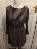 H&M 8 Brown Black White Long Sleeve Dress