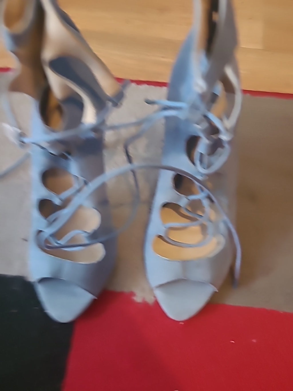 Ladies Office London Size Uk 3.5 Pale Blue Lace Detailed Heels