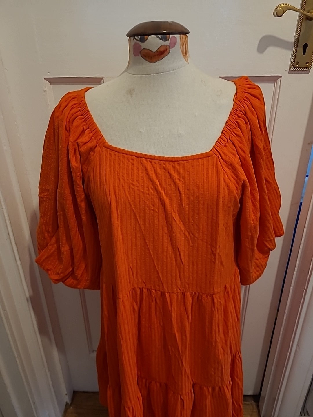 Ladies Next Size 14 Orange Big Sleeved Dress