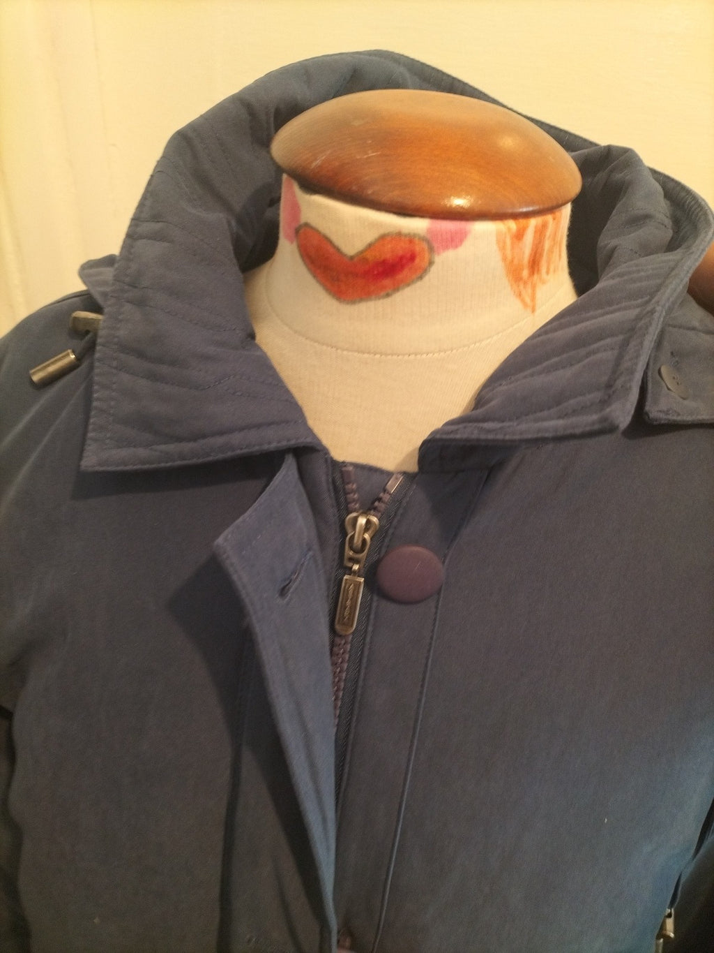 Ladies Astraka Size Small Navy Blue Long Sleeved Lined Coat