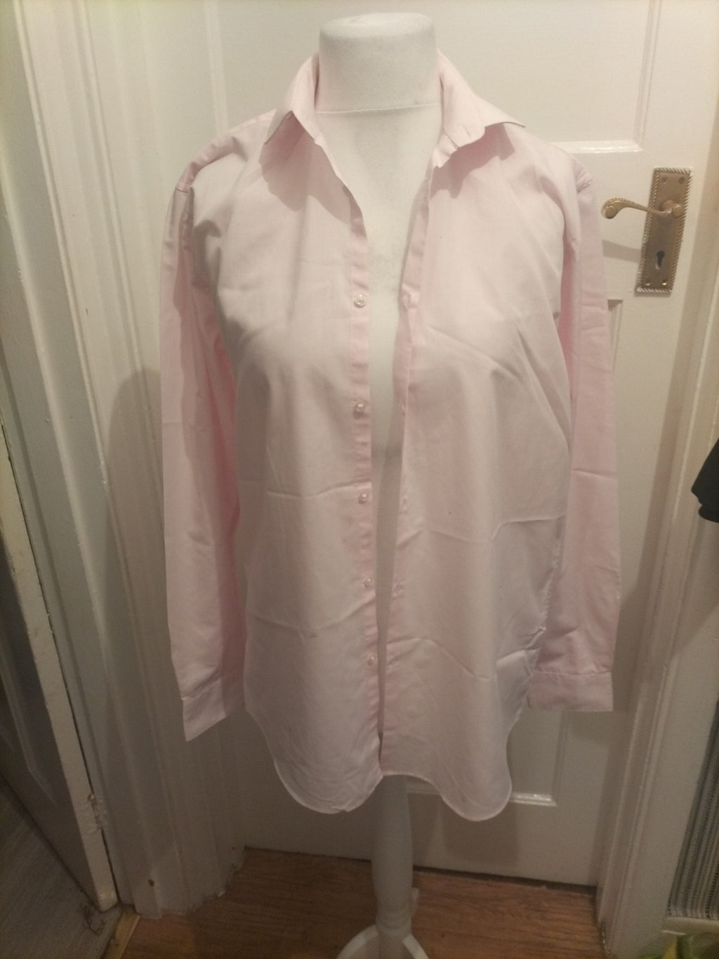 Mens Primark Size 16" Reg Fit Pale Pink Shirt Long Sleeved