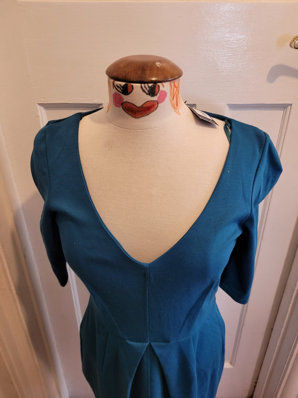 Brand New Ladies Closet Blu Size 14 Teal Short Sleeved Dress
