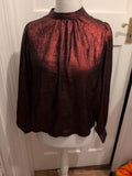 New Look 16 Burgundy Shiny Long Sleeve Blouse