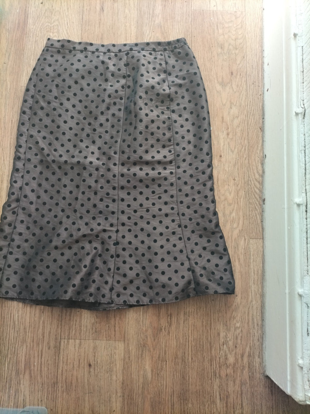Ladies Size 10 Bronze And Black Polkadot Lined Skirt