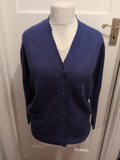 Ladies Damart Size Small 10-12 Blue Long Sleeve Buttoned Cardigan