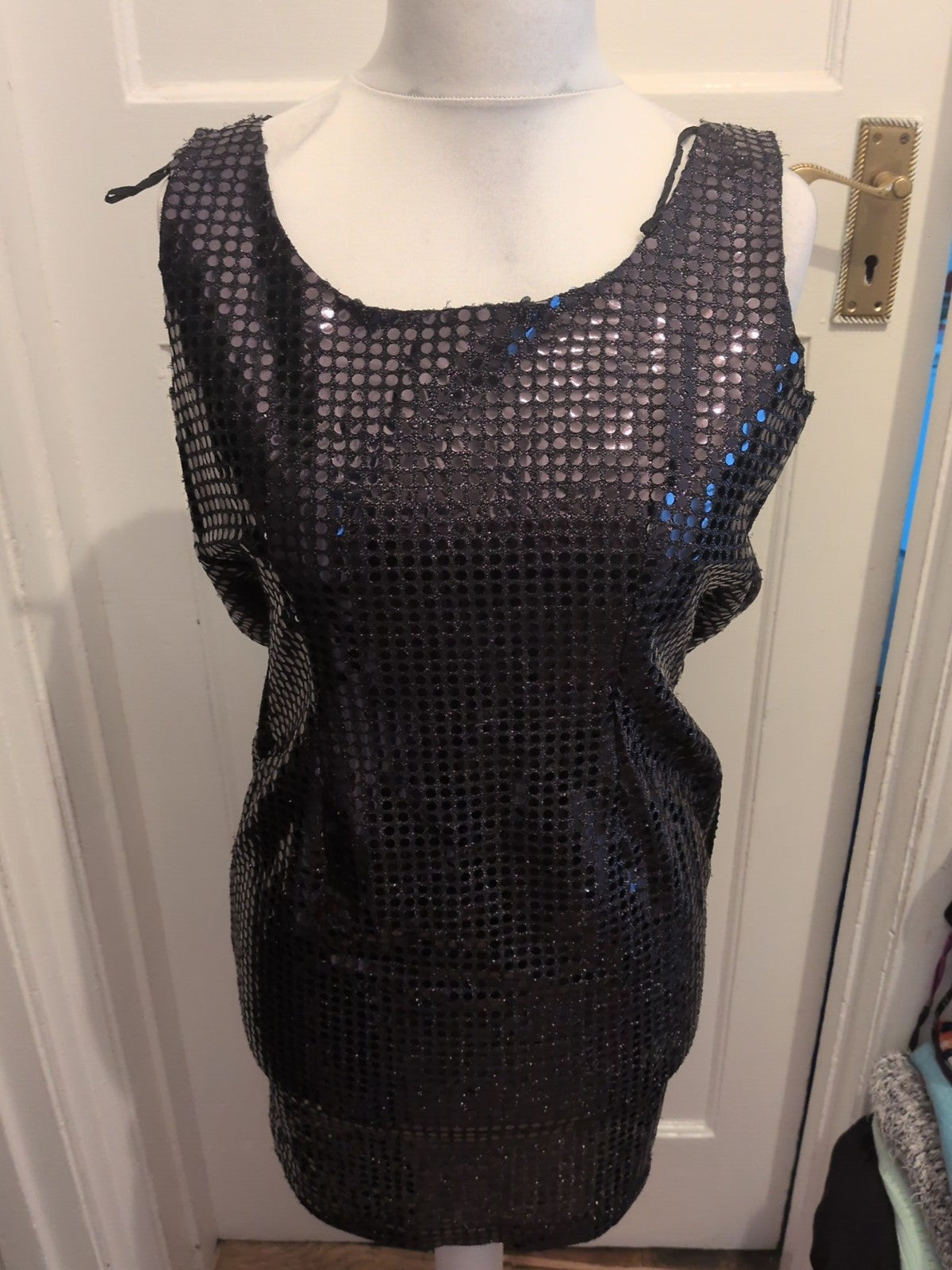 Ladies Paul Poly Size 12 Black Sequin Sleeveless Dress
