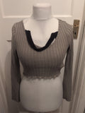 Ladies Shein Size S Grey Ribbed Long Sleeved Crop Top