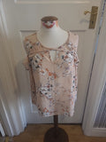 Ladies Peacocks Size 16 Pale Pink Floral Long Sleeved Tshirt