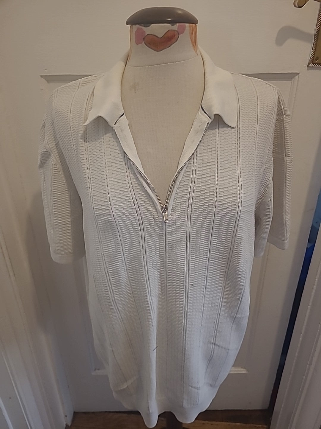 Mens George Size XL White Cotton Rich Short Sleeved Polo/Jumper