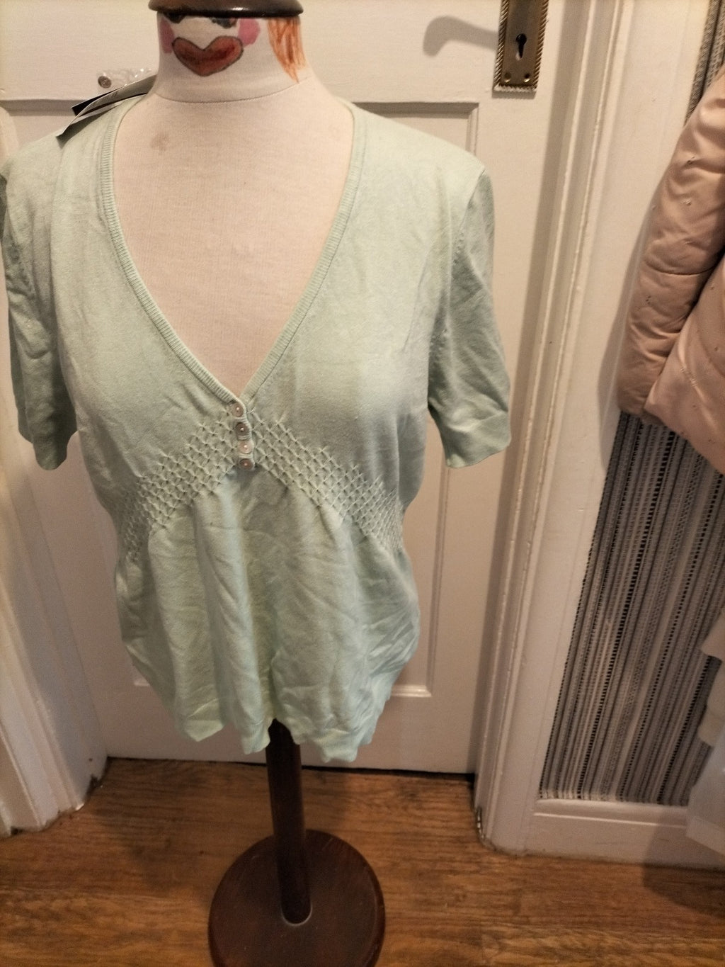 Brand New Ladies Florence + Fred Size 20 Pale Turquoise Short Sleeved V Neck...