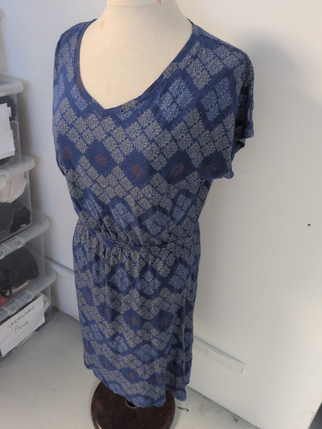 Esmara 14-16 Blue Patterned Short Sleeve Dress