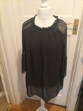 Ladies Size Small Black Lined Elasticated Hem Blouse