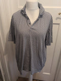 Next 2XL Slim Fit Navy And White Pattern Short Sleeved Polo