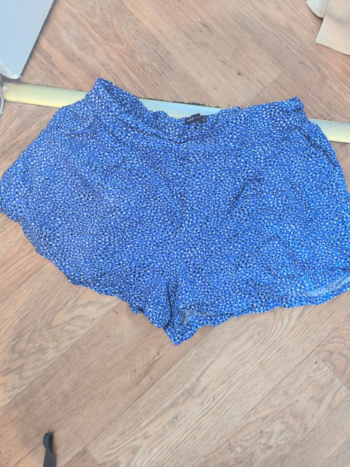 M&S Collection 16 Blue Spotted Elasticated Shorts