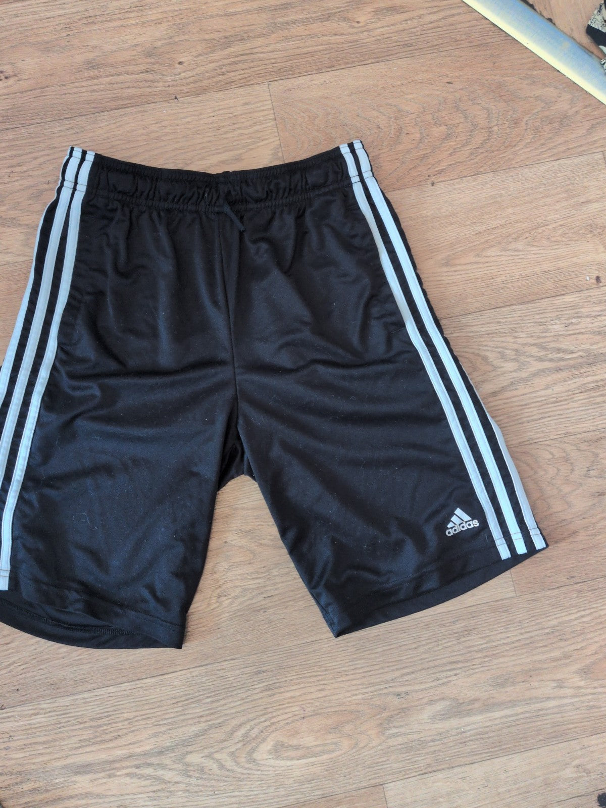 Adidas 13-14 Years Black With White Trim Elasticated Shorts
