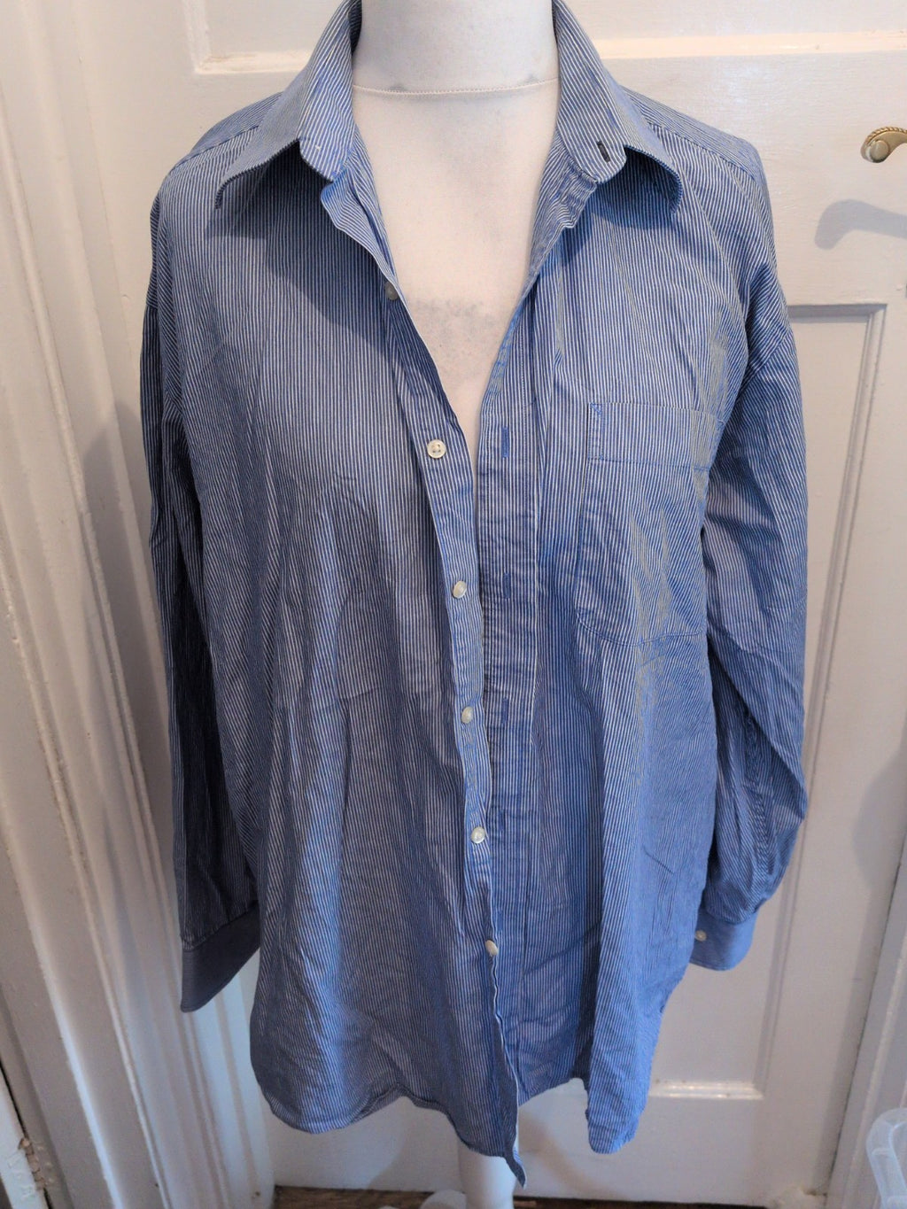 Tommy Hilfiger 17.5 Blue Striped Long Sleeve Shirt