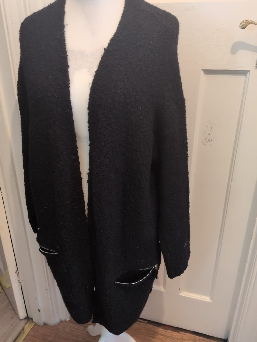 F&F 18 Black Longline Open Cardigan Knit