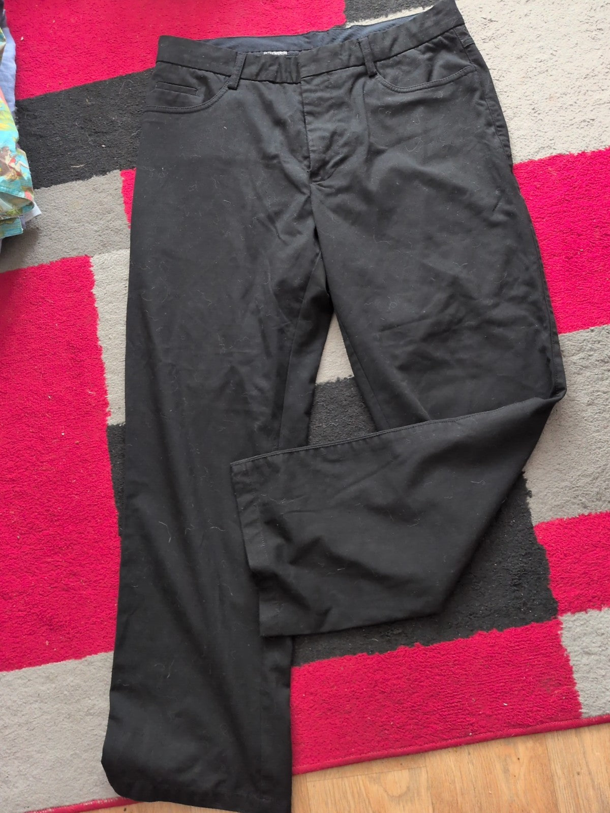 Peter Werth 34r Black Straight Leg Trousers