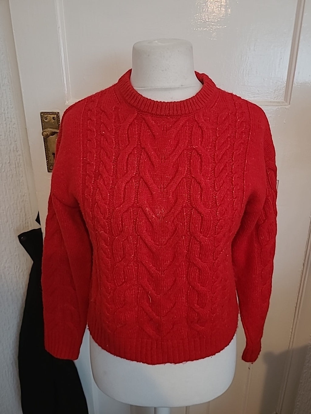 M&S Size Small Red Patterned Pullover Jumper