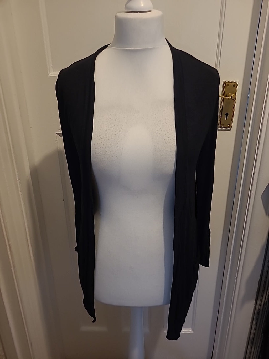 Ladies Peacocks Size 10 Black Long Sleeved Longline Cardigan