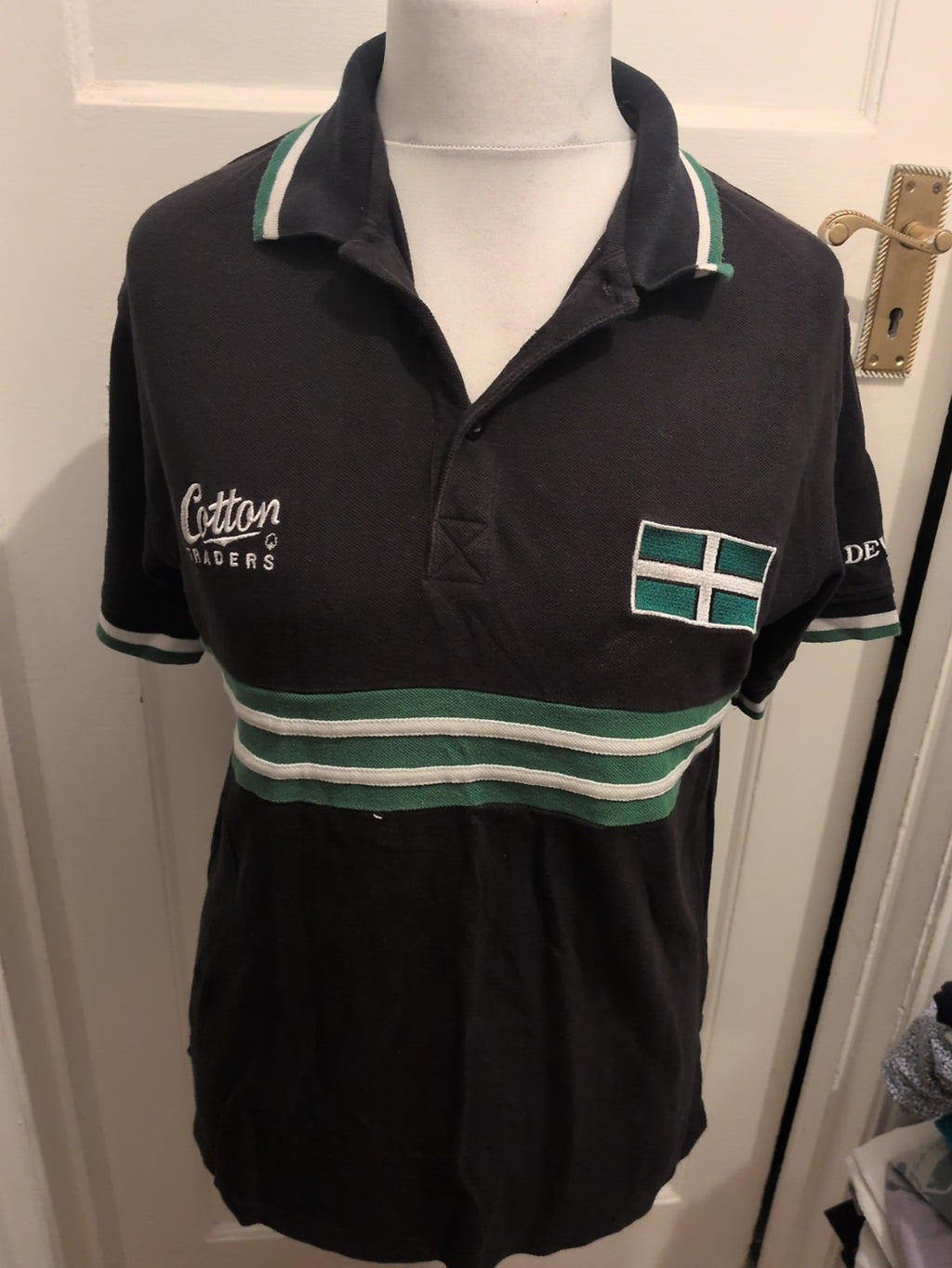 Cotton Traders Medium Black Short Sleeve Polo