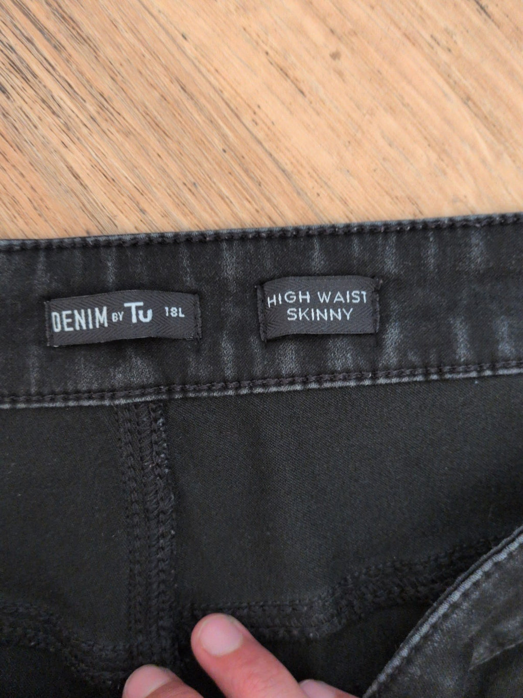 Ladies Denim By TU 18L High Waist Skinny Black Jeans