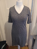 Ladies Sandwich Size XS Grey V Neck Short Sleeved Dress
