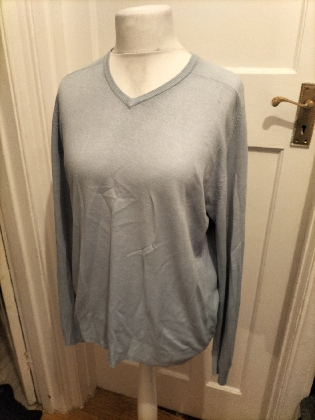 Mens Blue Harbour Size M Blue Pale V Neck Lightweight Jumper