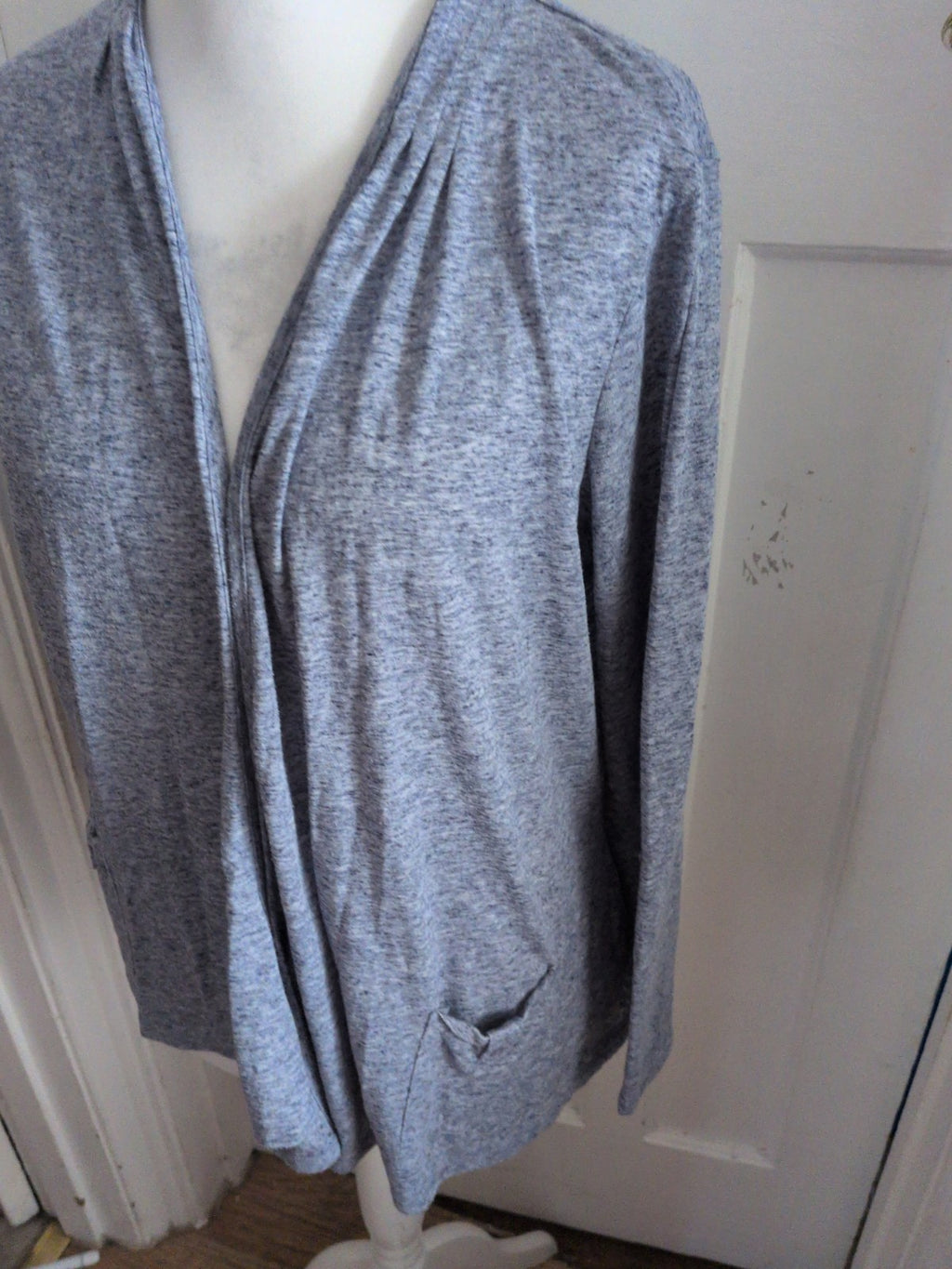 Marks And Spencer 20 Pale Navy Fleck Ultra Lightweight Open Blouse Long Sleeve