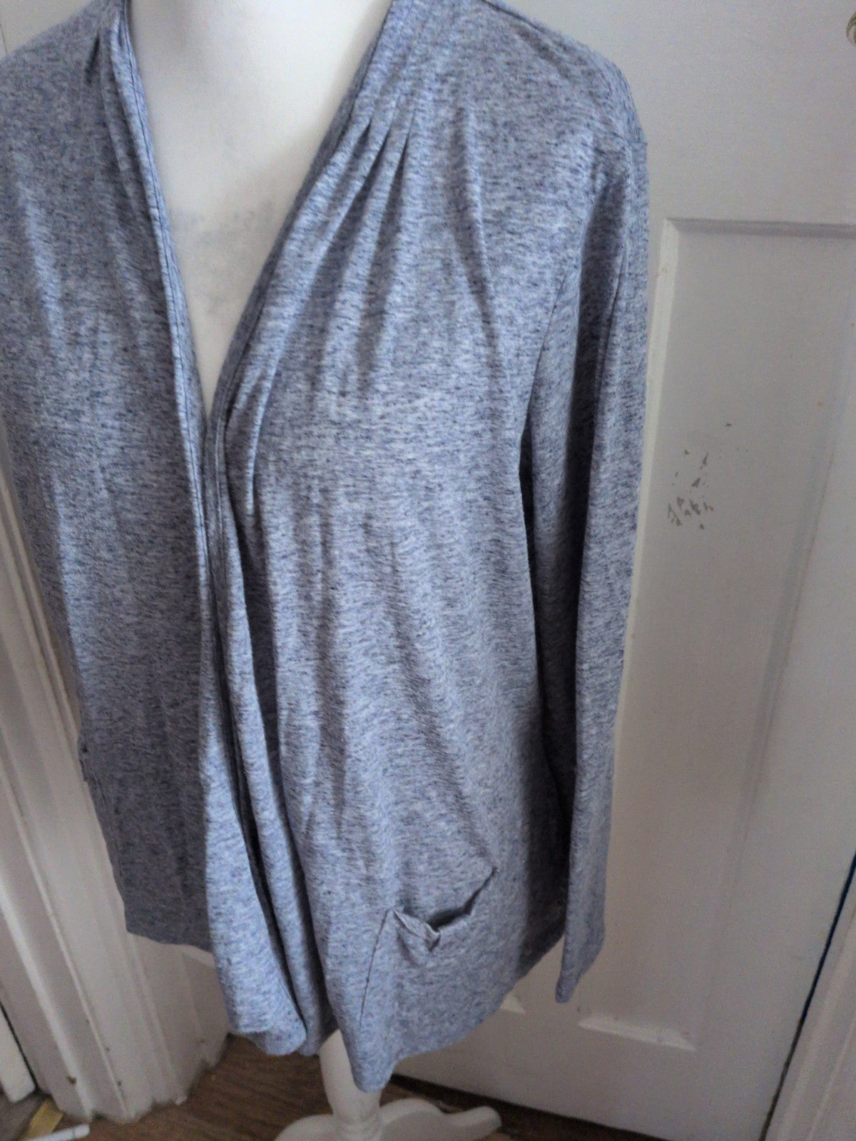 Marks And Spencer 20 Pale Navy Fleck Ultra Lightweight Open Blouse Long Sleeve