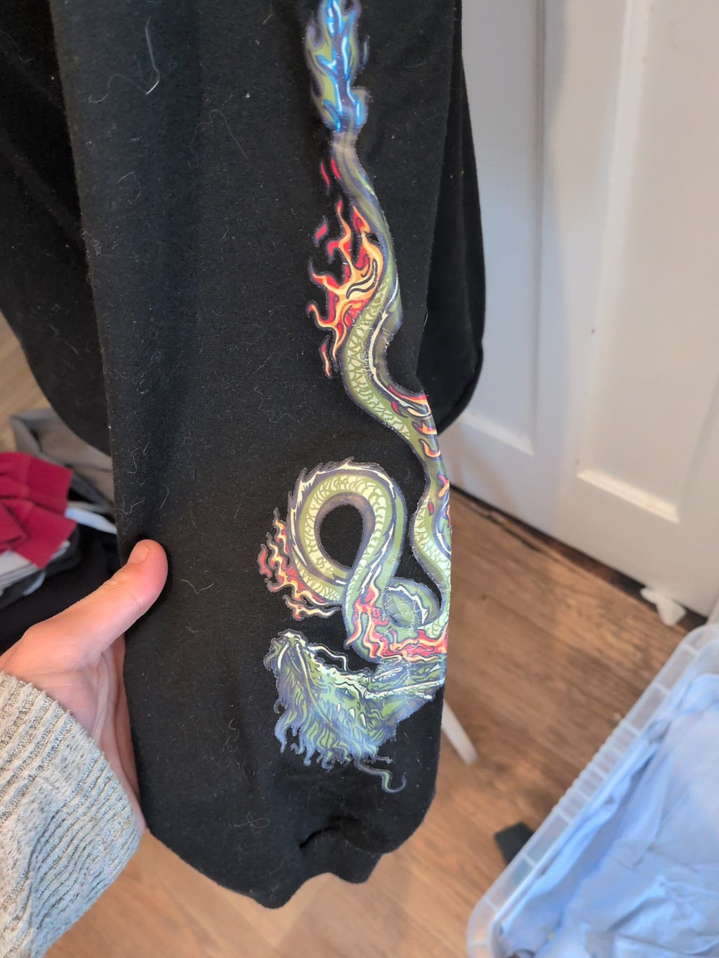 Romwe Large Black Print Long Sleeve Pullover Jumper