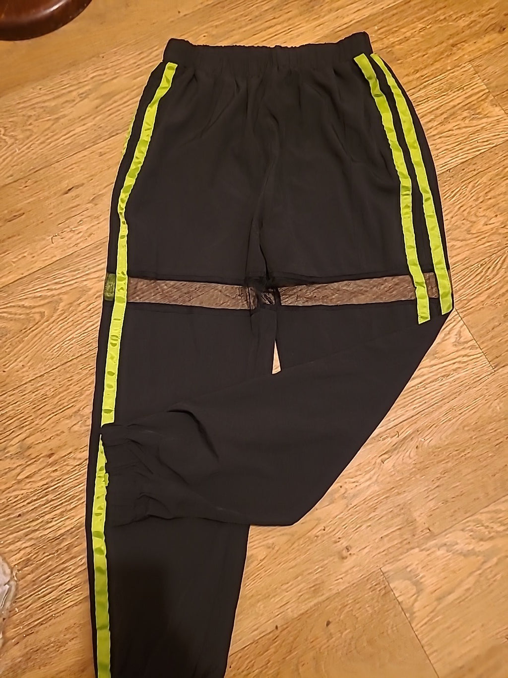 Ladies Shein Size XS Black With Green Elasticated Track Pants