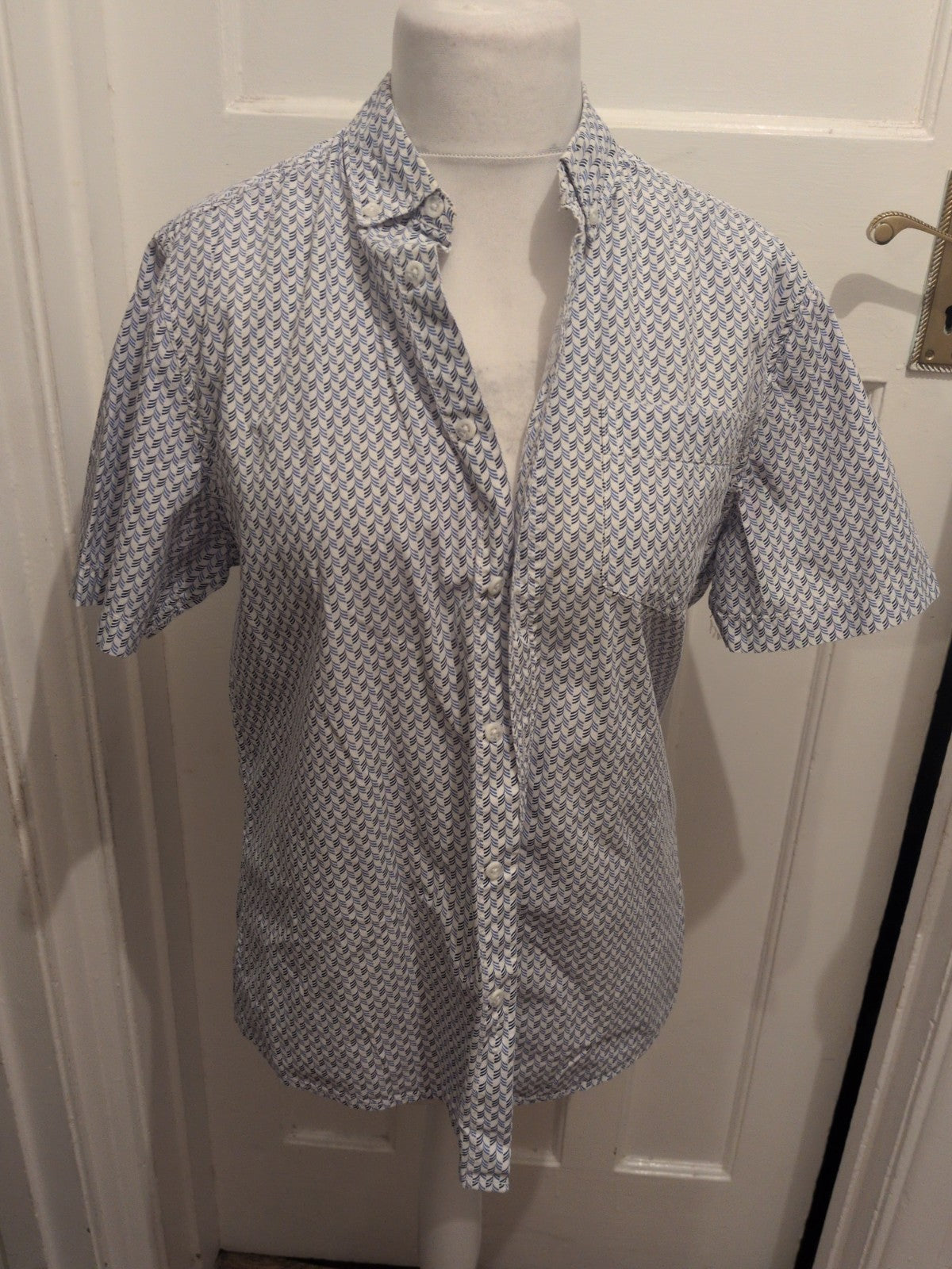 George M Blue Navy White Short Sleeve Shirt