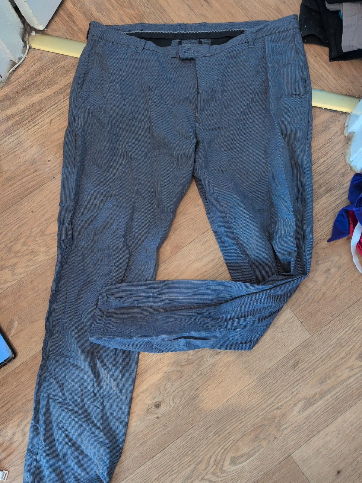 Inditex 38" Blue Stripe Trousers
