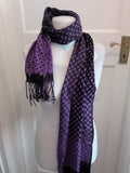 Black And Purple Tassled Scarf
