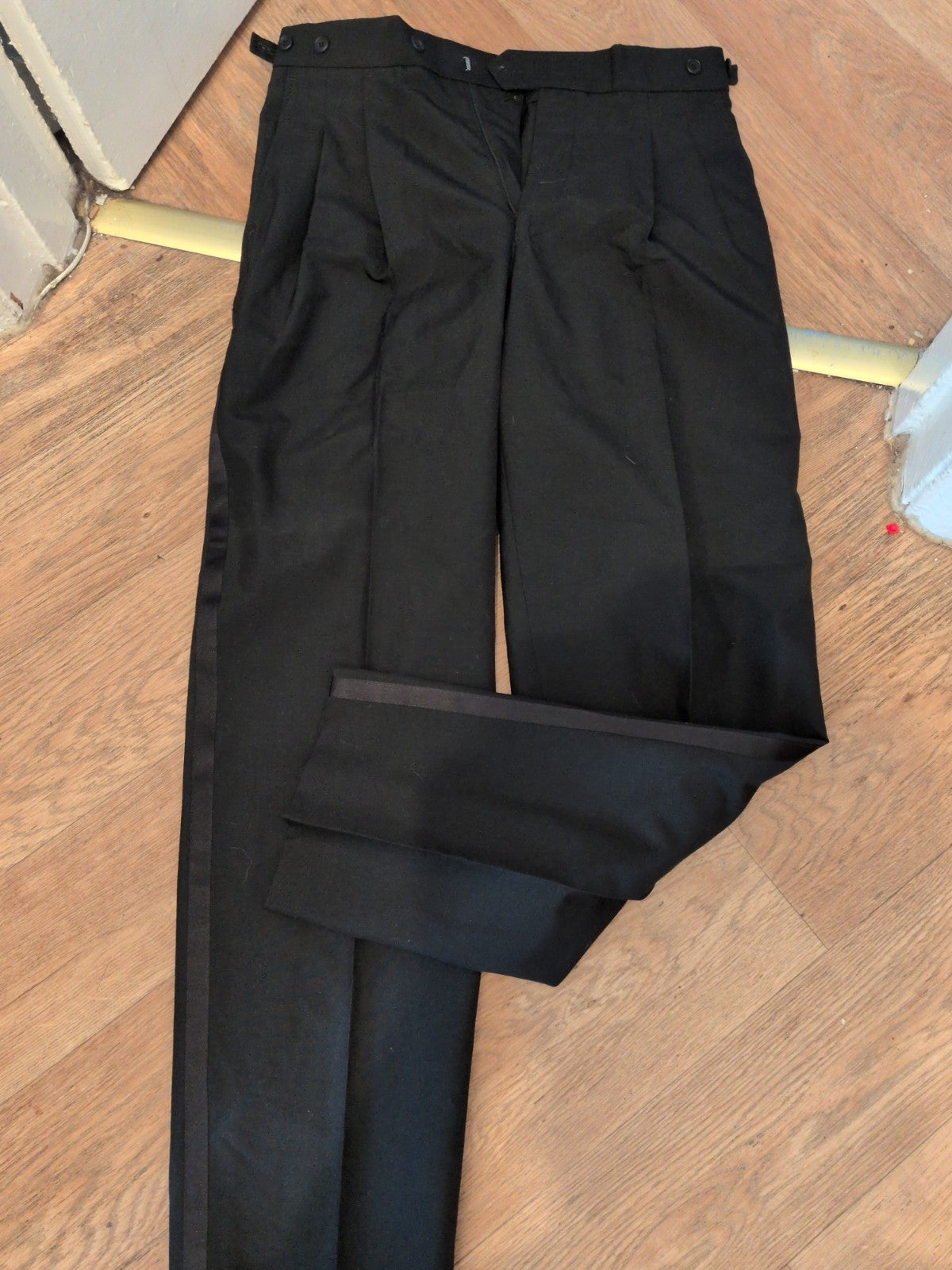 32x31 Black Wool Blend Trousers Smart