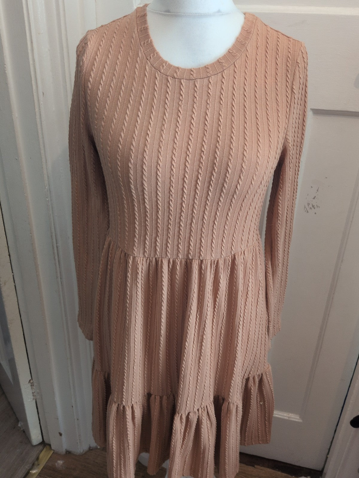 Shein Medium Brown Long Sleeve Fit Flare Dress