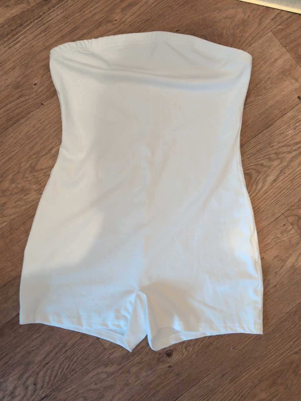 Shein Medium White Sleeveless Strapless Playsuit