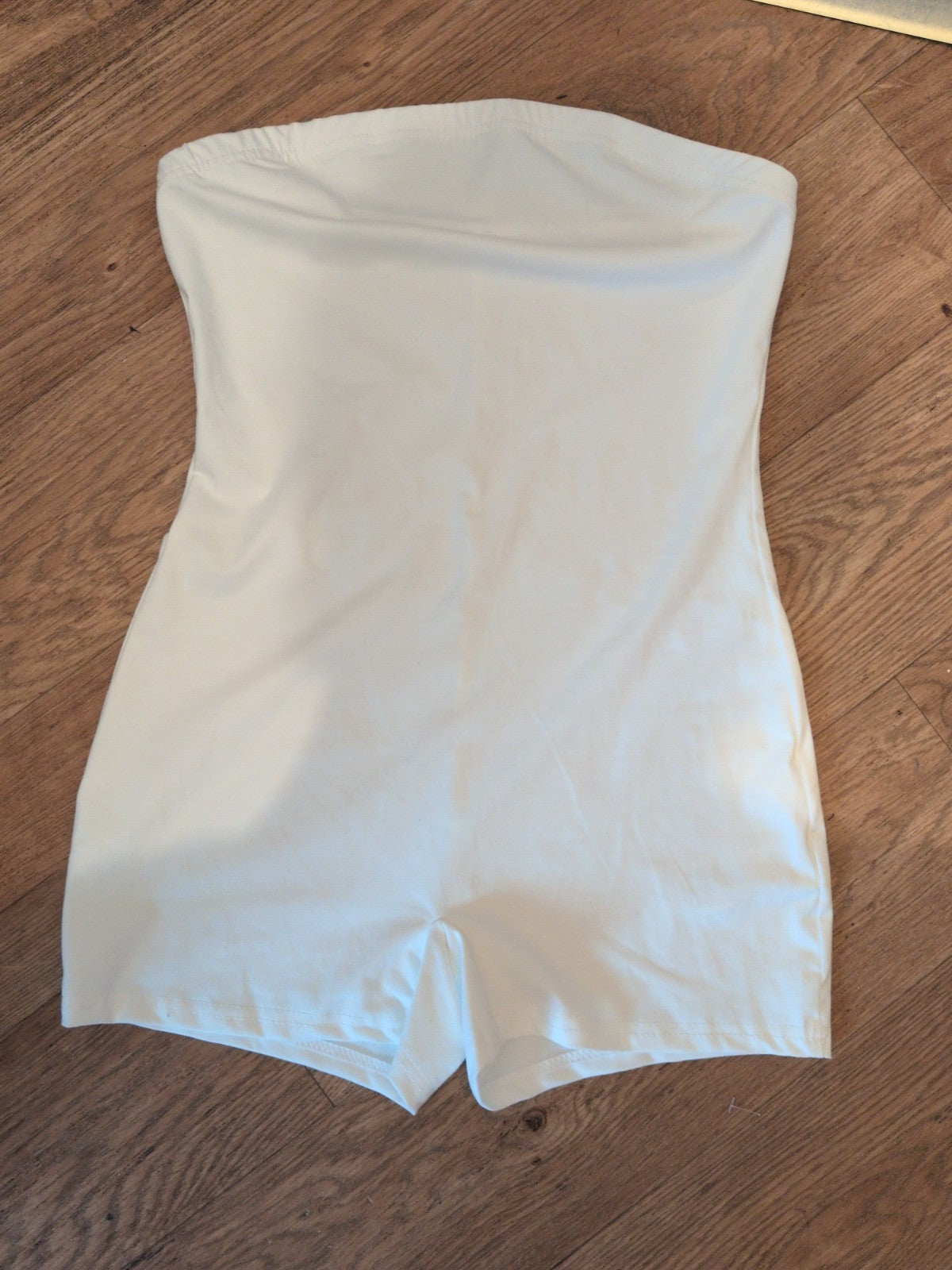 Shein Medium White Sleeveless Strapless Playsuit