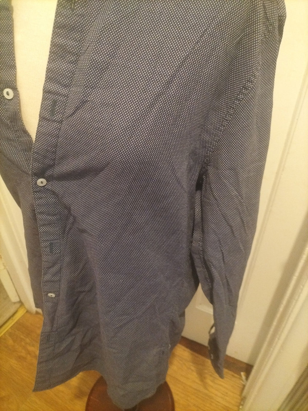 Mens H&M Size Medium Navy White Dotted Shirt