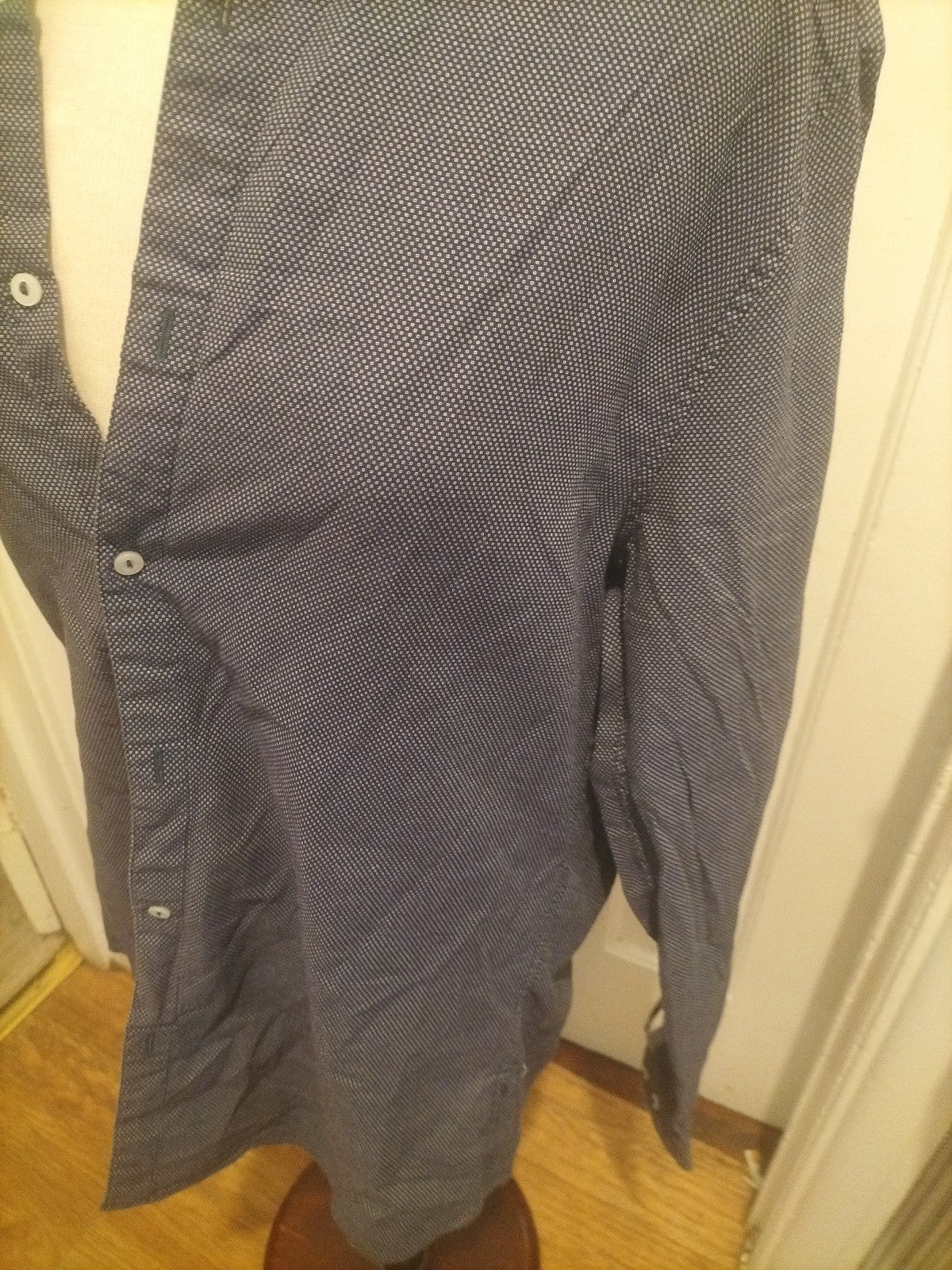 Mens H&M Size Medium Navy White Dotted Shirt