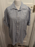 M&S Collection 17 Pure Cotton Performance Blue Stripe Short Sleeve Shirt