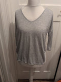 Per Una 16-18 Grey And White Long Sleeve T-shirt