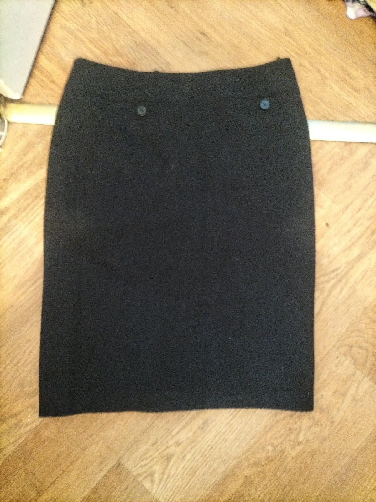 Marks And Spencer 14 Black Midi Pencil Skirt Lined