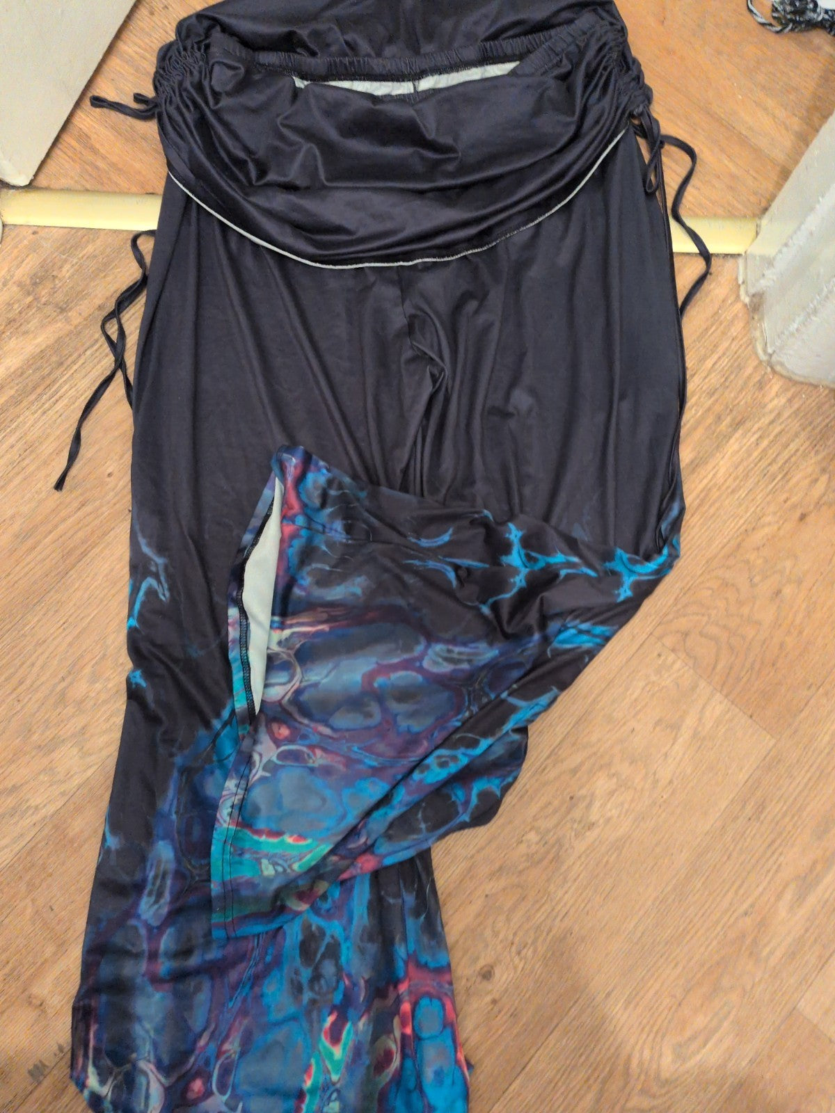 3XL Navy With Blue Dye Pattern Elasticated Trousers
