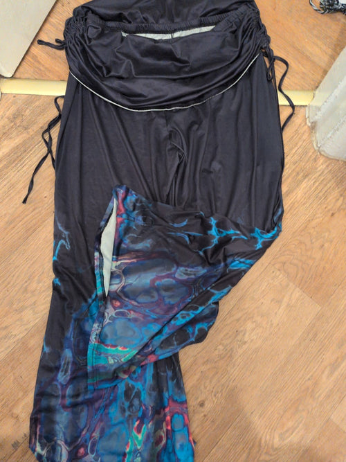 3XL Navy With Blue Dye Pattern Elasticated Trousers