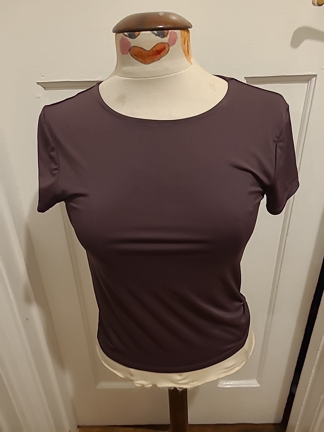 Ladies Primark Size M Dark Purple Short Sleeved Tee