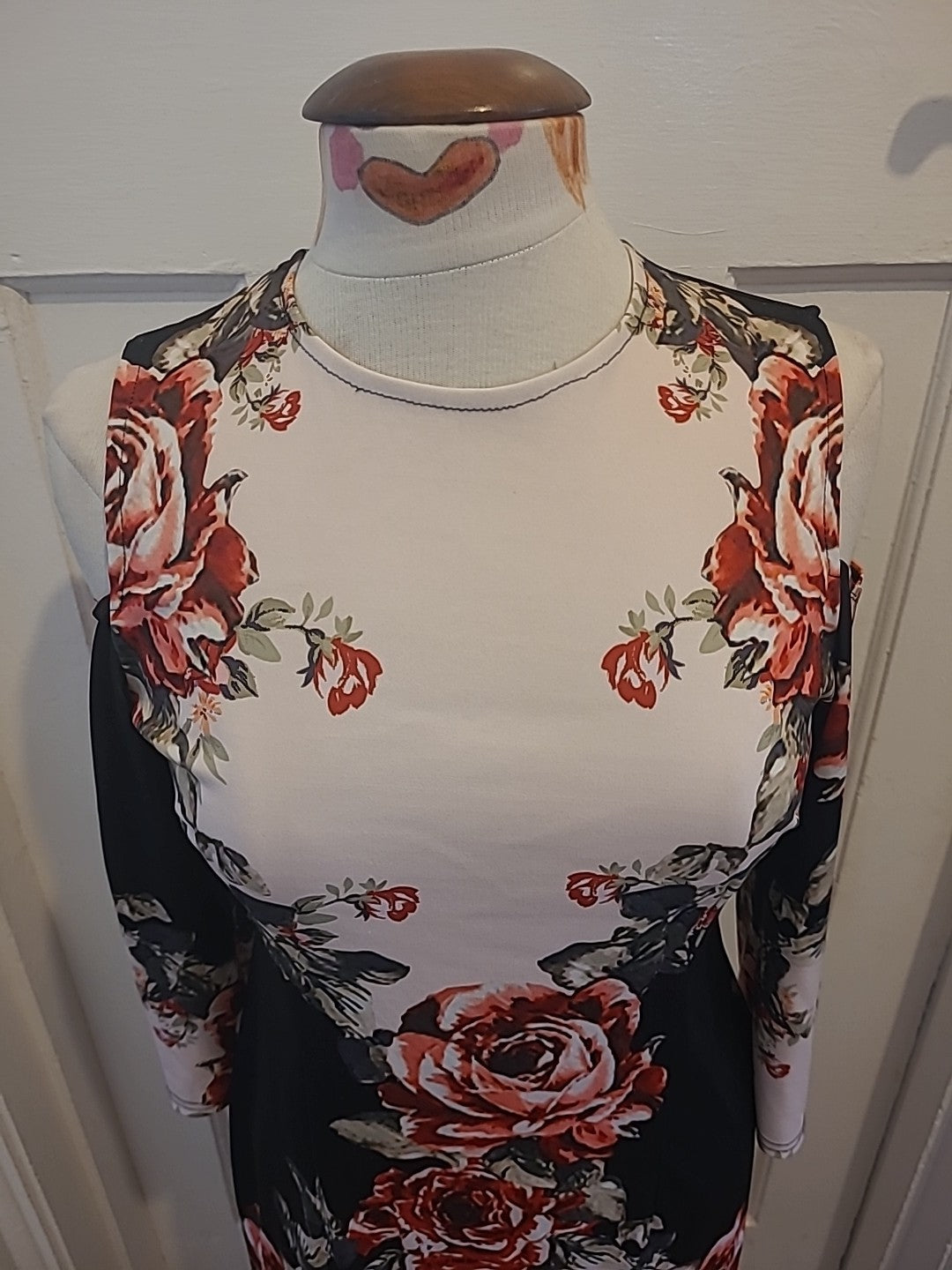 Ladies Size Medium Black Rose Detail Open Shoulder Dress