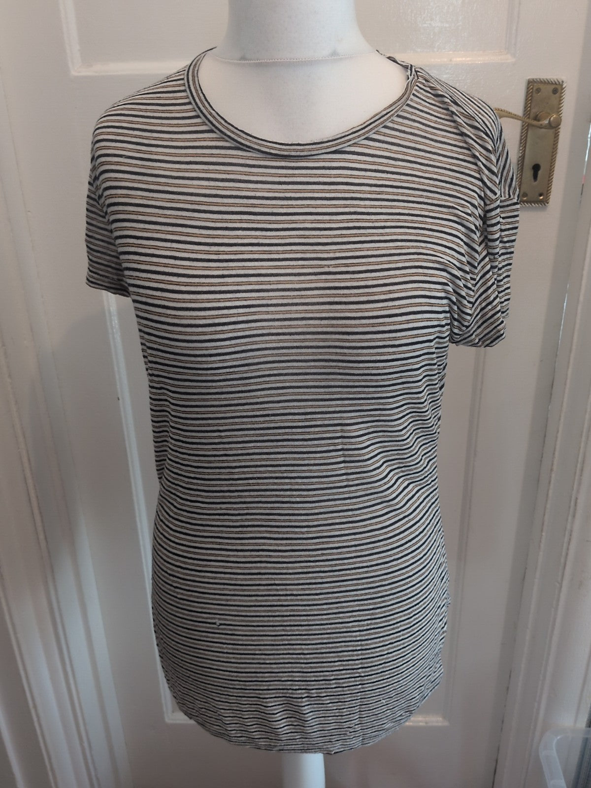 Ladies Zara Trafaluc Size Small Multi Striped T-shirt Longline